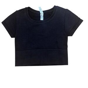 Aerie Black Short Sleeve Crop Tee